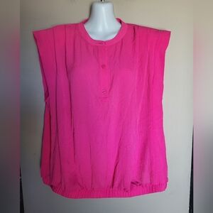 NEW Reitmans Vibrant Pink Sleeveless Blouse, Size XXL